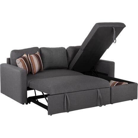 MONTREAL-W Καναπές - Κρεβάτι Γωνία Αναστρέψιμη με Χώρο Αποθήκευσης, Ύφασμα Γκρι (Ε9588,1)