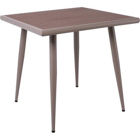 SERRANO Set Κήπου: Τραπέζι + 4 Πολυθρόνες, Μέταλλο Βαφή Sand Beige, Polywood Καρυδί (Ε6890,S)