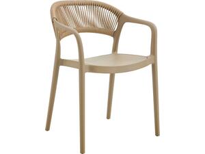 DONNA Πολυθρόνα Στοιβαζόμενη, PP-UV Tortora, Rope Wicker Φυσικό (Ε3150,3)