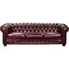 CHESTERFIELD Birmingham Καναπές 4Θέσιος Σαλονιού Καθιστικού, Δέρμα Antique Red (Ε9574,44)