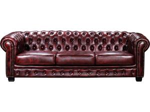 CHESTERFIELD Birmingham Καναπές 4Θέσιος Σαλονιού Καθιστικού, Δέρμα Antique Red (Ε9574,44)