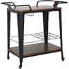 RELIX Trolley Bar-Pro Μέταλλο Βαφή Μαύρο, MDF Απόχρωση Καρυδί (Ε5211,1)