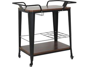 RELIX Trolley Bar-Pro Μέταλλο Βαφή Μαύρο, MDF Απόχρωση Καρυδί (Ε5211,1)