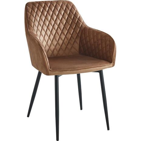 LILA Πολυθρόνα Μέταλλο Βαφή Μαύρο, Ύφασμα Velure Απόχρωση Cappuccino (σετ 2 τεμαχίων) (ΕΜ7851,3) (Cappuccino)