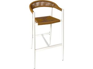 MADY Σκαμπό Bar, ALU Άσπρο, Rope Wicker Φυσικό (Ε6720,2)
