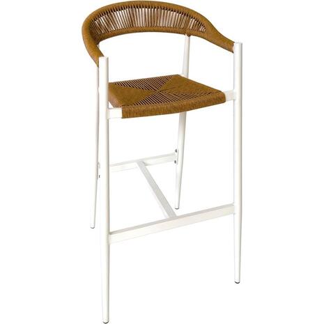 MADY Σκαμπό Bar, ALU Άσπρο, Rope Wicker Φυσικό (Ε6720,2)