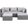 CORNER Set Wicker, Γωνία με Σκαμπό, Απόχρωση Ανοιχτό Γκρι Αναστρέψιμη Γωνία (Ε6628,1)