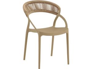DORA Πολυθρόνα Στοιβαζόμενη, PP Tortora, Rope Wicker Φυσικό (Ε3151,3)