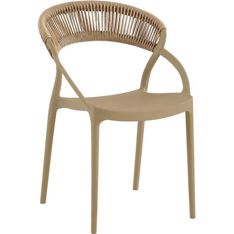 DORA Πολυθρόνα Στοιβαζόμενη, PP Tortora, Rope Wicker Φυσικό (Ε3151,3)
