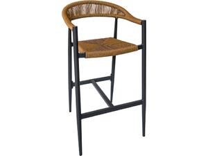 MADY Σκαμπό Bar, ALU Ανθρακί, Rope Wicker Φυσικό (Ε6720,1)