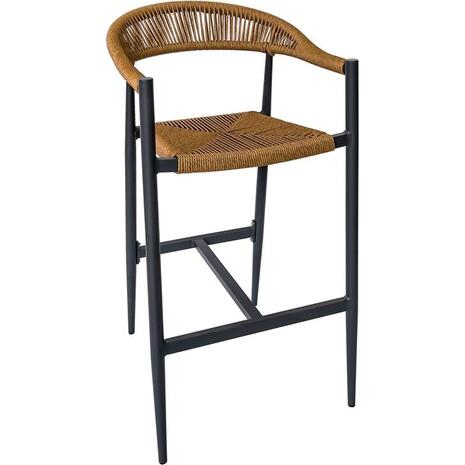 MADY Σκαμπό Bar, ALU Ανθρακί, Rope Wicker Φυσικό (Ε6720,1)