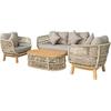 MARK Set Σαλόνι Κήπου 4τεμ, Acacia Φυσικό, Μαξιλάρια Μπεζ Rope Wicker Μπεζ (Ε2360,2)
