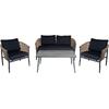 GASBA Set Σαλόνι Κήπου 4τεμ, Alu Ανθρακί, Rope Wicker Φυσικό, Μαξιλάρια Σκούρο Γκρι (Ε6874,1)