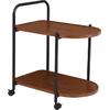 TROLLEY - Βοηθητικό Τραπεζάκι Μέταλλο Βαφή Μαύρο, MDF with PVC Απόχρωση Καρυδί (ΕΜ461)