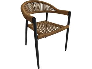 MADISON Πολυθρόνα Βεράντας- Κήπου, ALU Ανθρακί, Rope Wicker Φυσικό, Στοιβαζόμενη (Ε6724,1)