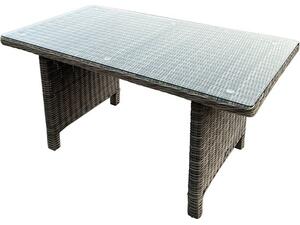 ARIZONA Τραπέζι Dining Βεράντας - Κήπου ALU, Wicker Grey Brown, Γυαλί Tempered 5mm (Ε673)