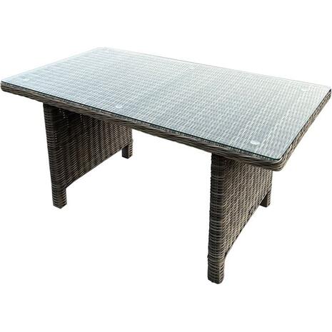 ARIZONA Τραπέζι Dining Βεράντας - Κήπου ALU, Wicker Grey Brown, Γυαλί Tempered 5mm (Ε673)