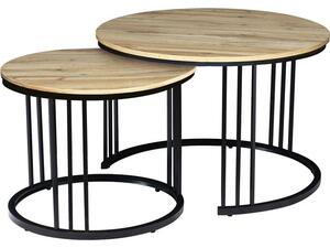 BOZZO Set-2 Τραπεζάκια Σαλονιού-Καθιστικού, Μέταλλο Μαύρο, Απόχρωση Sonoma (ΕΜ9601,S1)