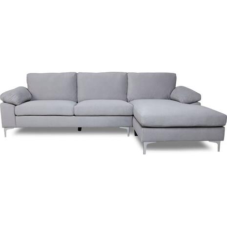 ALEX Καναπές Σαλονιού Καθιστικού Αριστερή Γωνία, Ύφασμα Γκρι Velure (Ε966,20)