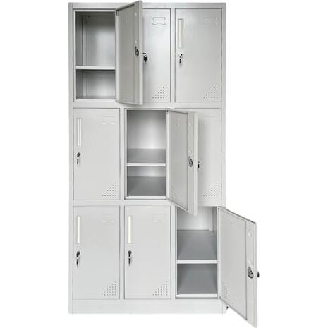 LOCKER 9 Θέσεων Φοριαμός - Ερμάριο με εσωτερικά ράφια, Μέταλλο Βαφή Γκρι (Ε6003,2)