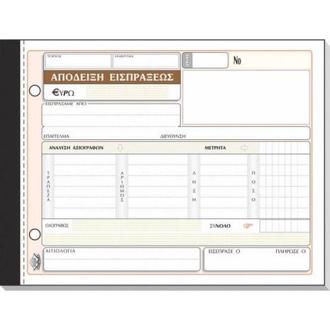 Απόδειξη Είσπραξης Typotrust 229γ μετρητά/αξιόγραφα (ανάλυση) Τριπλότυπο 3x50φ 13x19cm