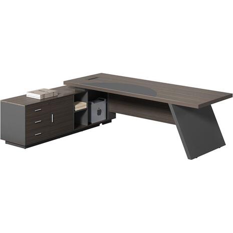 MASTER Γραφείο Αριστερή Γωνία, Απόχρωση Grey Walnut (ΕΟ925,L)