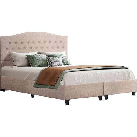 ΚΡΕΒΑΤΙ MALENA HM638.22 ΜΠΕΖ ΥΦΑΣΜΑ Τ. NUBUCK ΓΙΑ ΣΤΡΩΜΑ 150x200εκ.
