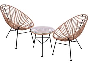 ΣΕΤ ΕΞΩΤΕΡΙΚΟΥ ΧΩΡΟΥ 3ΤΜΧ ALLEGRA HM10335 ΜΠΕΖ WICKER-ΜΕΤΑΛΛΟ