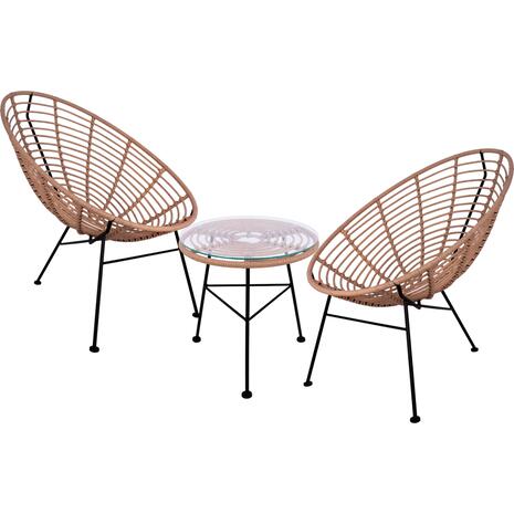 ΣΕΤ ΕΞΩΤΕΡΙΚΟΥ ΧΩΡΟΥ 3ΤΜΧ ALLEGRA HM10335 ΜΠΕΖ WICKER-ΜΕΤΑΛΛΟ