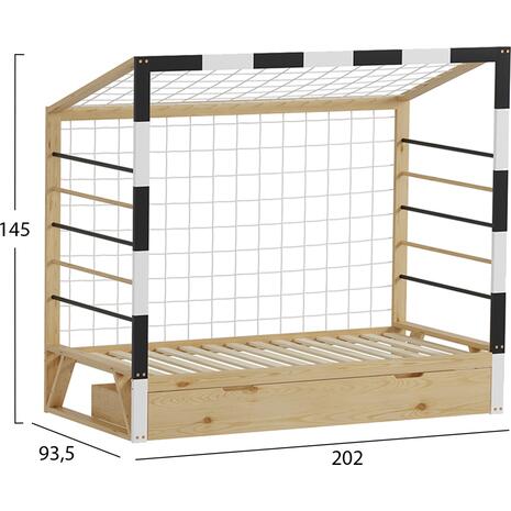 ΚΡΕΒΑΤΙ ΠΑΙΔΙΚΟ ΜΕ ΣΥΡΤΑΡΙ GOALIE HM700 ΞΥΛΟ ΠΕΥΚΟΥ ΦΥΣΙΚΟ-ΛΕΥΚΟ-ΜΑΥΡΟ- 190x90εκ