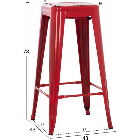 ΣΚΑΜΠΟ ΜΠΑΡ ΜΕΤΑΛΛΙΚΟ MELITA-PRO HM8642.44 ΣΕ ΚΟΚΚΙΝΟ 43x43x78Υεκ.