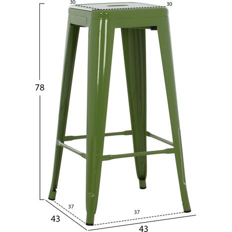 ΣΚΑΜΠΟ ΜΠΑΡ ΜΕΤΑΛΛΙΚΟ MELITA-PRO HM8642.53 ΣΕ LIGHT OLIVE GREEN 43x43x78Υεκ.