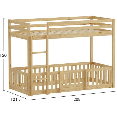 ΠΑΙΔΙΚΗ ΚΟΥΚΕΤΑ τ.MONTESSORI ΜΕ ΠΑΡΚΑΚΙ PLAYKID HM703.01 ΞΥΛΟ ΠΕΥΚΟΥ ΦΥΣΙΚΟ ΓΙΑ 190x90εκ