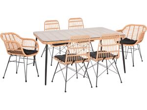 ΣΕΤ ΤΡΑΠΕΖΑΡΙΑΣ 7ΤΜΧ ALLEGRA HM10495 WICKER ΜΠΕΖ-ΜΕΤΑΛΛΟ ΜΑΥΡΟ