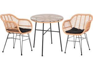 ΣΕΤ ΕΞΩΤΕΡΙΚΟΥ ΧΩΡΟΥ 3ΤΜΧ ALLEGRA HM10476 WICKER ΜΠΕΖ-ΜΕΤΑΛΛΟ ΜΑΥΡΟ