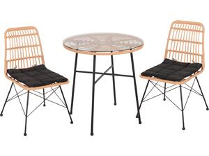 ΣΕΤ ΕΞΩΤΕΡΙΚΟΥ ΧΩΡΟΥ 3ΤΜΧ ALLEGRA HM10477 WICKER ΜΠΕΖ-ΜΕΤΑΛΛΟ ΜΑΥΡΟ