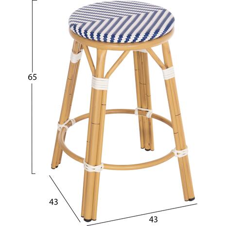 ΣΚΑΜΠΟ ΑΛΟΥΜΙΝΙΟΥ ΜΕΣ.ΥΨΟΥΣ CHINO HM6286.05 BAMBOO LOOK & TEXTILENE ΜΠΛΕ 43x43x65Υεκ