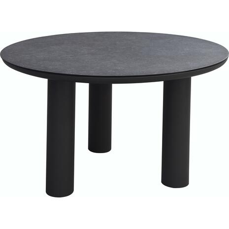 ΤΡΑΠΕΖΙ ΑΛΟΥΜΙΝΙΟΥ DOSUN HM6201.01 ΓΚΡΙ ΣΚΕΛΕΤΟΣ-3D PRINT ΓΥΑΛΙ-ΚΕΡΑΜΙΚΟ LOOK Φ120εκ