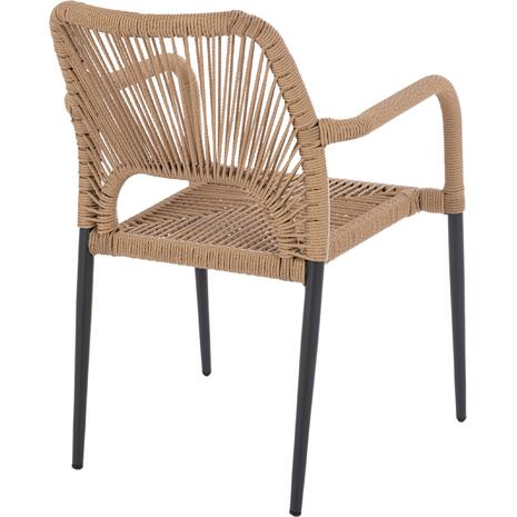 ΠΟΛΥΘΡΟΝΑ ΑΛΟΥΜΙΝΙΟΥ NOJO HM5771.02 ΓΚΡΙ ΜΕ P.E.TWIST RATTAN ΜΠΕΖ 55x63x82Y εκ.