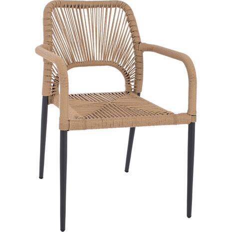 ΠΟΛΥΘΡΟΝΑ ΑΛΟΥΜΙΝΙΟΥ NOJO HM5771.02 ΓΚΡΙ ΜΕ P.E.TWIST RATTAN ΜΠΕΖ 55x63x82Y εκ.