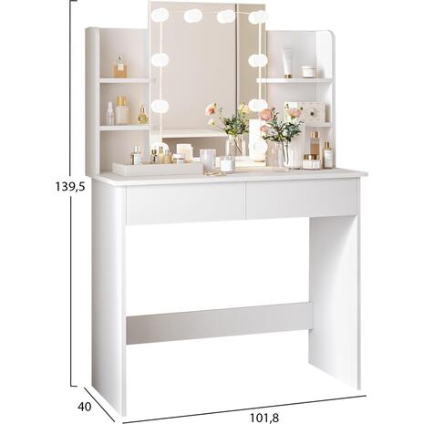 ΤΟΥΑΛΕΤΑ ΜΕ ΦΩΤΙΣΜΟ LED-ΡΑΦΙΑ-ΣΥΡΤΑΡΙΑ LAURYN HM2502.03 ΛΕΥΚΟ 101.8x40x139.5Υεκ
