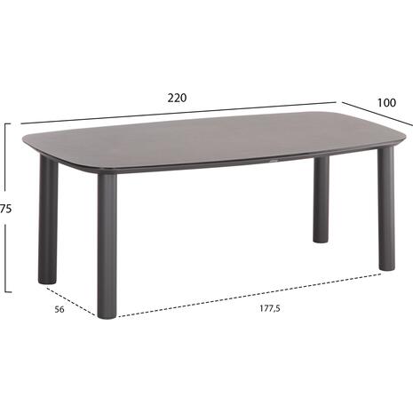 ΤΡΑΠΕΖΙ DOSUN HM6202.01 ΓΚΡΙ ΑΛΟΥΜΙΝΙΟ-3D PRINT ΓΥΑΛΙ-ΚΕΡΑΜΙΚΟ LOOK 220x100x75Υεκ