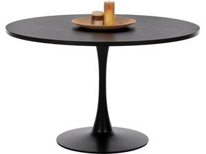 ΤΡΑΠΕΖΙ ΤΡΑΠΕΖΑΡΙΑΣ ROLLO HM9422.12 ΣΤΡΟΓΓΥΛΟ BLACK MARBLE Φ120x74Yεκ.