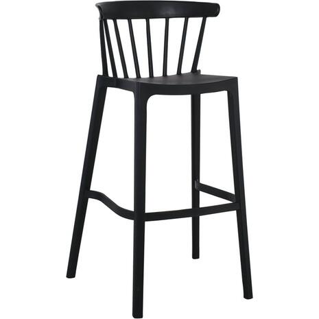 WEST Σκαμπό BAR με Πλάτη, PP-UV Μαύρο (Ε384,2)