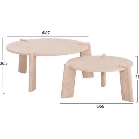 ΣΕΤ 2ΤΜΧ ΤΡΑΠΕΖΙΑ ΣΑΛΟΝΙΟΥ EQUIL HM9943.01 MDF ΜΕ ΜΕΛΑΜΙΝΗ-ΦΥΣΙΚΟ 66x66εκ + 87x87εκ