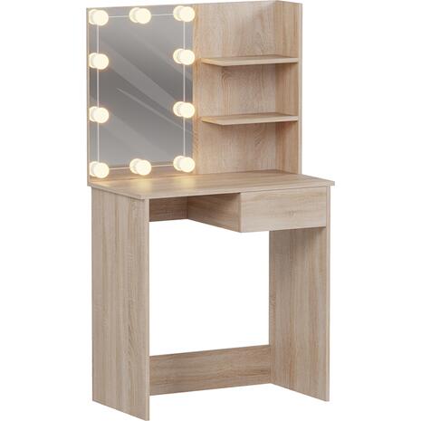 ΤΟΥΑΛΕΤΑ ΜΕ ΦΩΤΙΣΜΟ LED & ΡΑΦΙΑ LAURYN HM2501.01 ΜΕΛΑΜΙΝΗ ΣΕ SONAMA 75x40x134.5Υεκ
