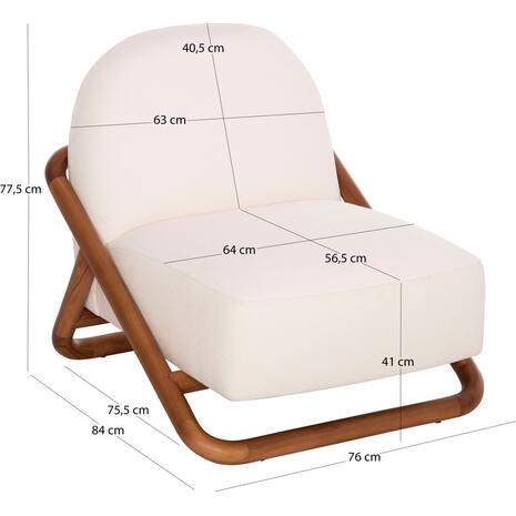 ΠΟΛΥΘΡΟΝΑ LOUNGE RAMROD SM9967 ΞΥΛΟ TEAK ΦΥΣΙΚΟ-ΕΚΡΟΥ ΜΠΟΥΚΛΕ 76x84x51-77,5Υεκ.