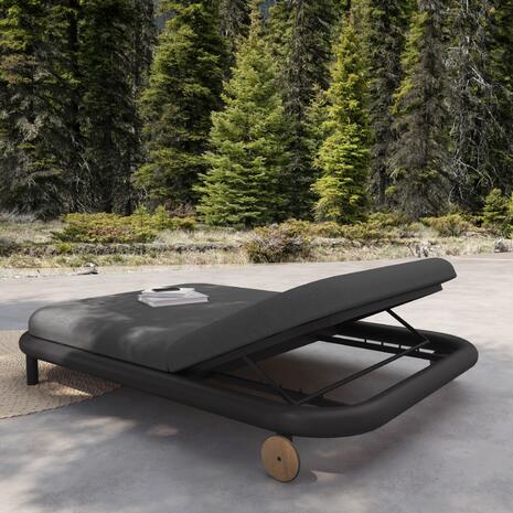 DAYBED ΔΙΠΛΟ ΣΕΙΡΑ EUTOPIA SM6238.01 ΣΚΟΥΡΟ ΓΚΡΙ ΑΛΟΥΜΙΝΙΟ & OLEFIN 212x155x38Υεκ.