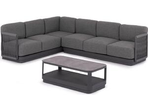 ΣΕΤ ΣΑΛΟΝΙ ΓΩΝΙΑ 3ΤΜΧ ΣΕΙΡΑ ELYSIA SM6187.01 ΣΚΟΥΡΟ ΓΚΡΙ ΑΛΟΥΜΙΝΙΟ-ΣΧΟΙΝΙ-P.E.ΥΦΑΣΜΑ