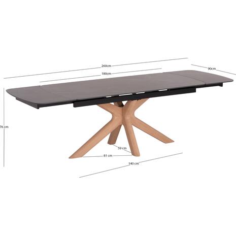 ΤΡΑΠΕΖΙ ΤΡΑΠΕΖΑΡΙΑΣ HORIZON SM18091.02 ΚΕΡΑΜΙΚΟ TOP-ΠΟΔΙΑ ΣΗΜΥΔΑ ΜΕ ΦΡΑΞΙΝΟ 180x90εκ